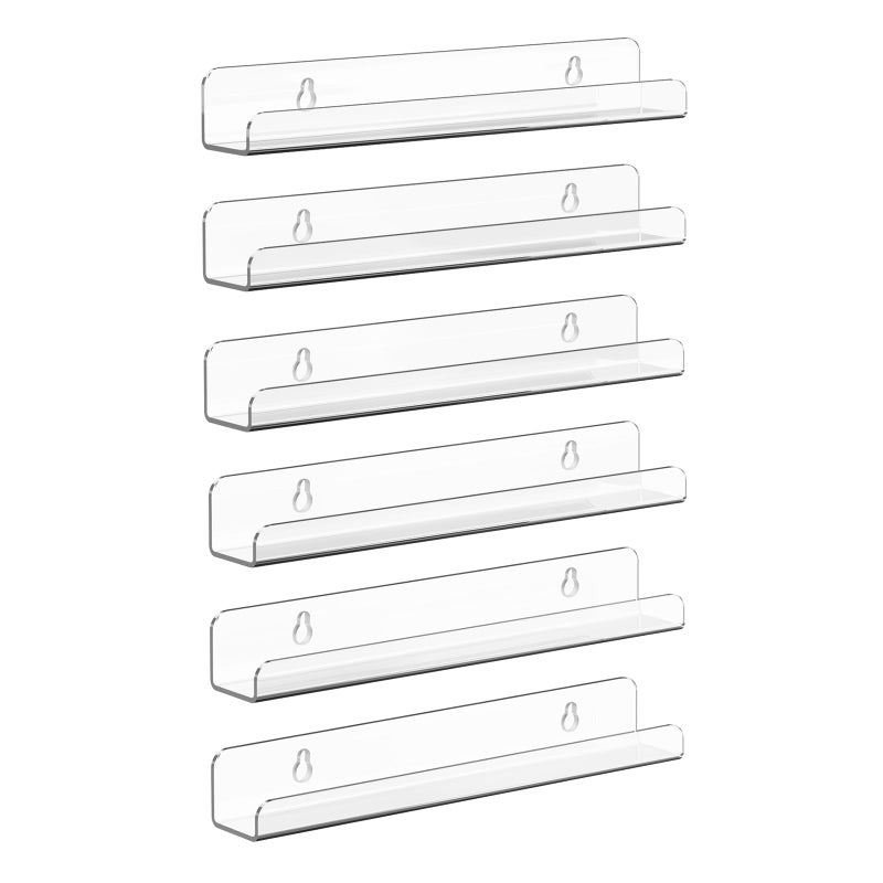 Meaocer Vinyl Record Shelf Wall Mount, 6 Pack 12 inch Clear Acrylic Album Record Holder Display, Kids Bookshelf, Floating Wall Shelves for Bathroom, Bedroom, Living Room, Kitchen - Image 5